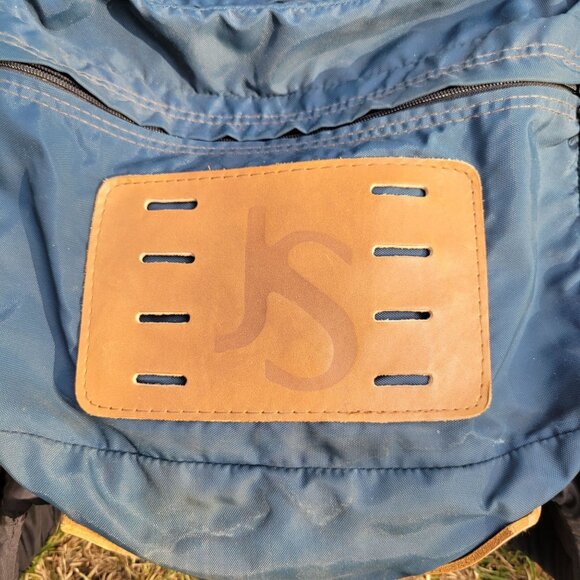 Vintage Jansport External Frame Backpack Blue Leather Patch Hiking Trail Backpac - Picture 3 of 16